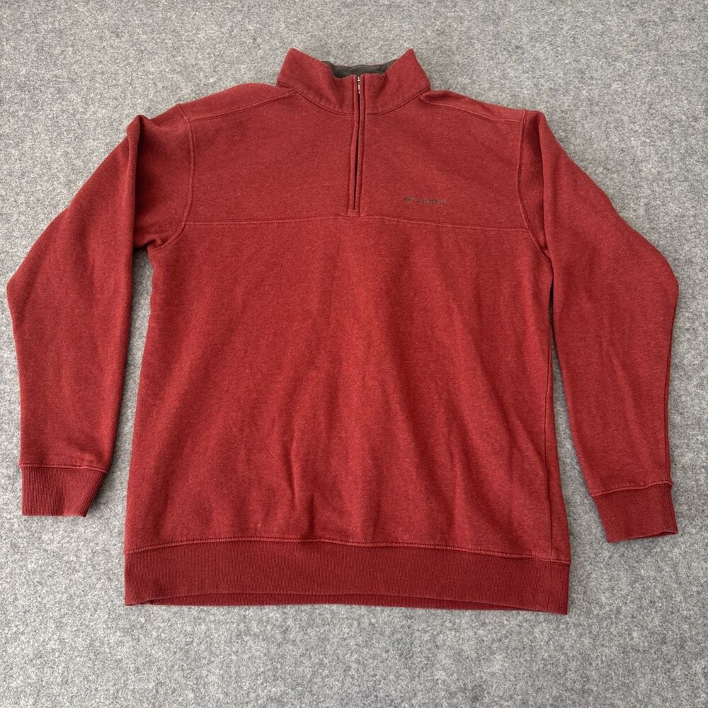 Colombia Mens Fleece Jacket Size XL Quarter Zip Pullover Long Sleeve Red